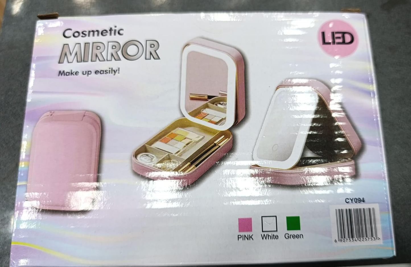 Portable Folding Makeup Mirror – 3-Color LED Beauty & Jewellery Organizer