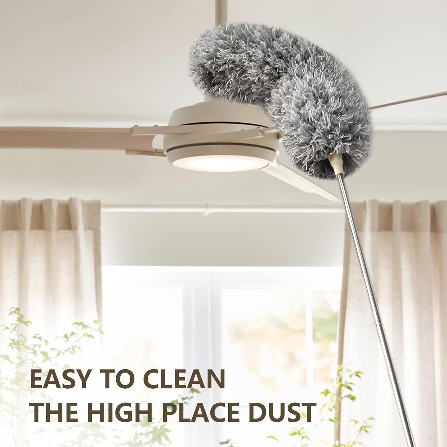Extendable Microfiber Duster for Ceiling Fans – 360° Flexible Long Reach Dust Cleaner for Home & Office