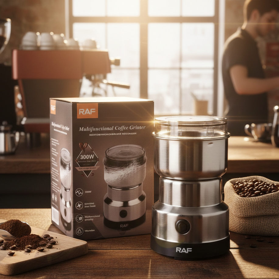 RAF R-7113 Electric Coffee & Spice Grinder – 300W Masala Grinder with Stainless Steel Blades