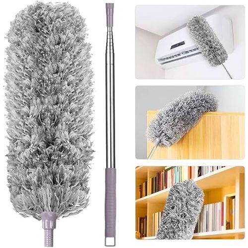 Extendable Microfiber Duster for Ceiling Fans – 360° Flexible Long Reach Dust Cleaner for Home & Office