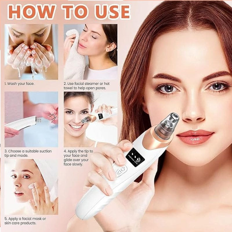 5 in 1 Electric Blackhead Remover Vacuum – Deep Pore Cleaner, Acne Removal Tool with 5 Suction Heads for Clear Skin